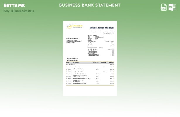 модерен стил Таџикистански Spitamen претпријатие изјава Шаблон Word и PDF формат